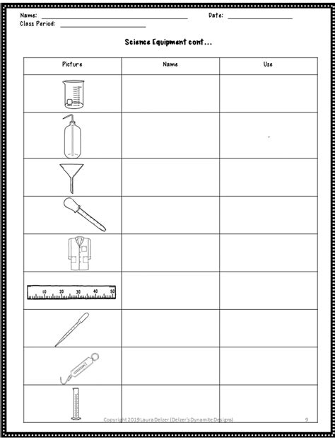 Lab Equipment Identification Worksheets Items Worksheets Library