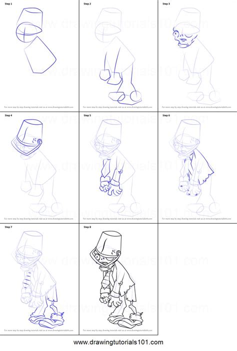 How To Draw Buckethead Zombie From Plants Vs Zombies Printable Drawing