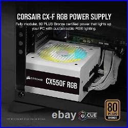 Corsair CX650F RGB, 650 Watt, 80 PLUS Bronze, Fully Modular RGB White ...