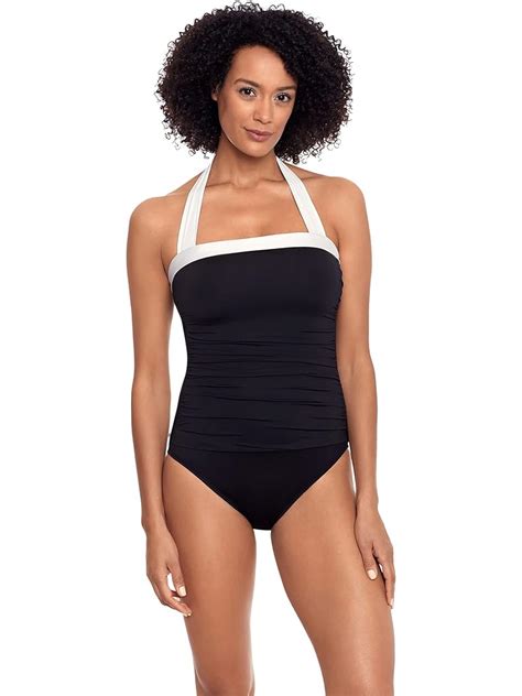 Lauren By Ralph Lauren Bel Aire Solids Shirred Bandeau Mio One Piece Ocean 6pm