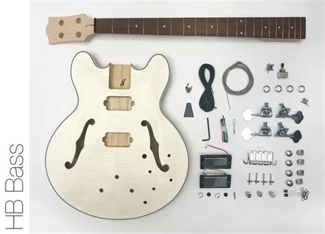 Semi Hollow Body Bass Build Your Own Diy Electric Bass Guitar Kit