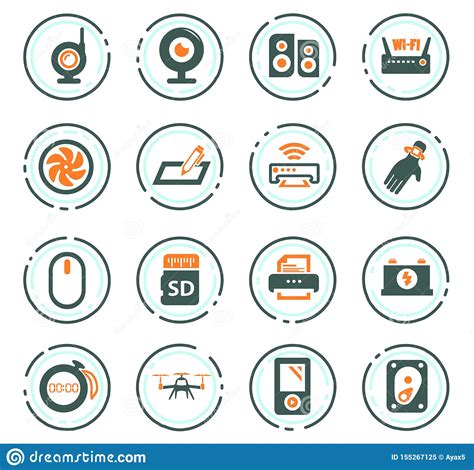 Iconos De Los Dispositivos Fijados Ilustración del Vector Ilustración