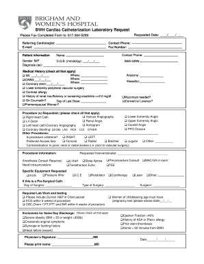 Fillable Online Bwh Partners Cath Pci Registry Fillable Form Fax Email