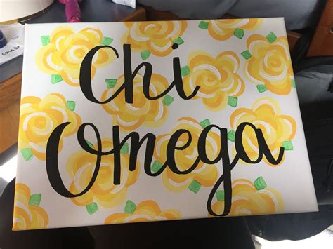 Chi Omega Canvas Flower Yellow Little Ts Sorority Sorority Big