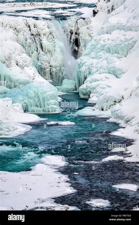 Iceland Waterfall Gulfoss Golden Waterfall Stock Photo Alamy