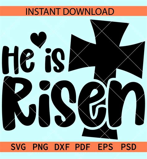 He Is Risen Cross Svg Easter Cross Svg Jesus Christ Cross Svg Happy