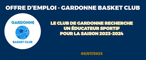 Offre Demploi Ducateur Sportif Gardonne Basket Club Comit