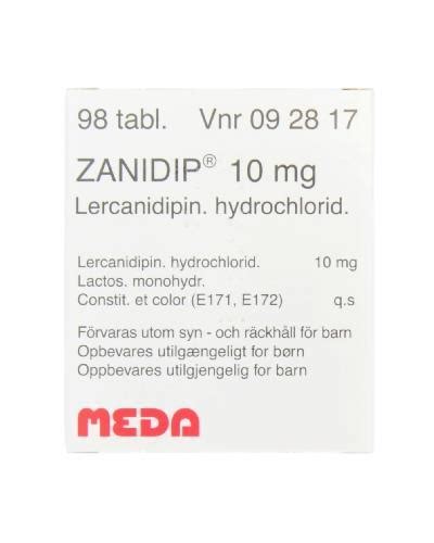 Zanidip Tablett Filmdrasjert 10 Mg 98stk Apotek 1