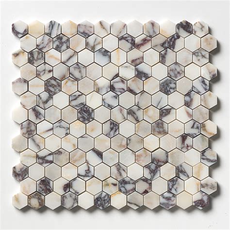 Calacatta Picasso Honed Hexagon 1x1 Marble Mosaic 12x12 Marble Slab