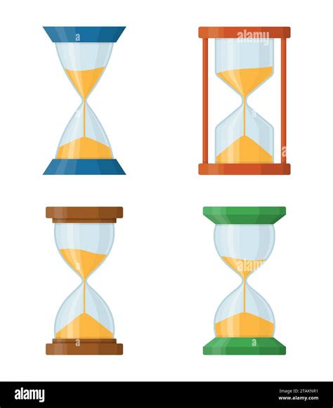 Sandglass Set Icons Isolated On White Background Time Hourglass In Flat Style Sandclock Set