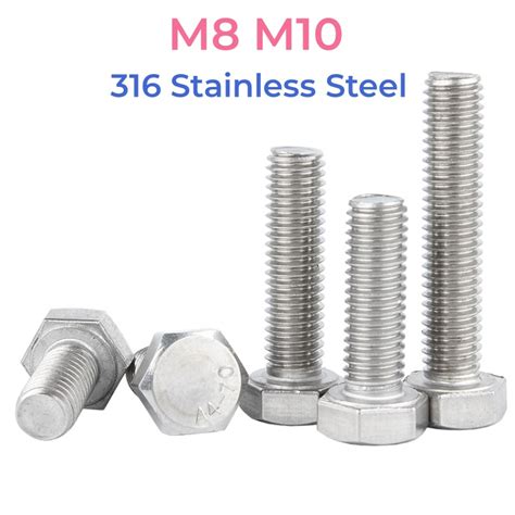 316 Stainless Steel External Hex Hexagon Head Screws M8 M10 Full