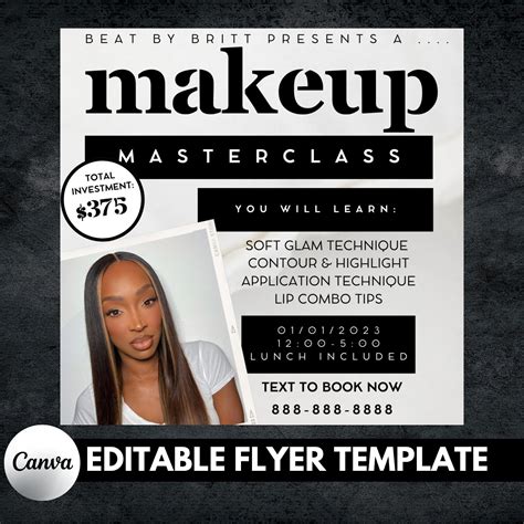 Makeup Class Flyer Makeup Course Flyer Diy Flyer Template Makeup