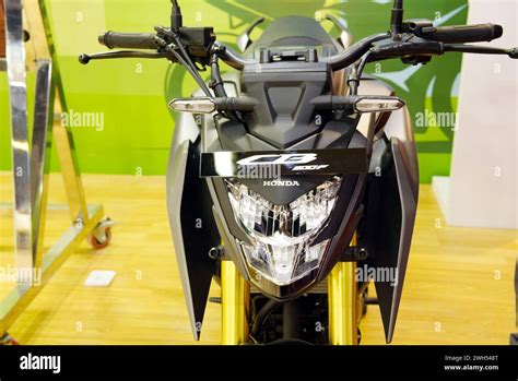 New Delhi February Honda Cb F Sports Bike Is On Display