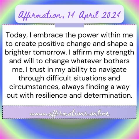 Affirmation 14 April 2024 Affirmations Online