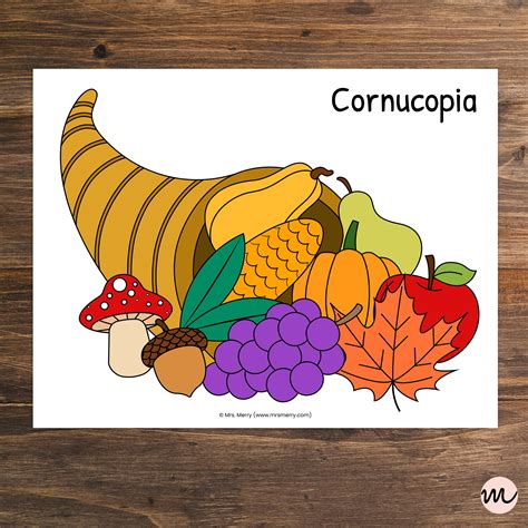 Cornucopia Printable Cut And Paste Cornucopia Craft Mrs Merry