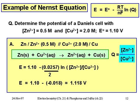 Example of Nernst Equation