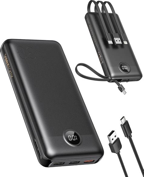 Amazon VEEKTOMX Portable Charger With Built In Cables 10000mAh