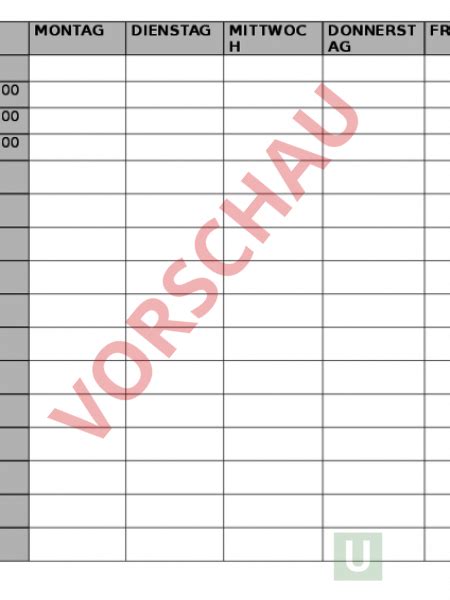 Arbeitsblatt Wochenplan Administration Methodik Lehr Und Lernformen