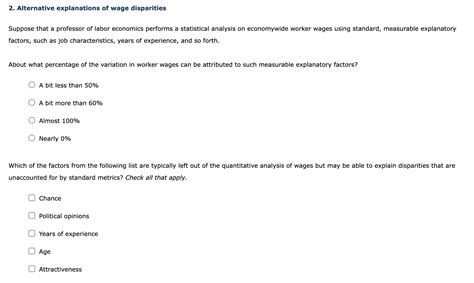 Solved 2 Alternative Explanations Of Wage Disparities Chegg