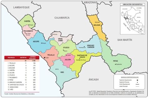 Mapa De La Libertad Provincia Municipios Turístico Y Carreteras De