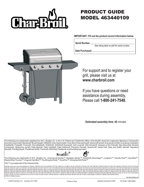 Charbroil 463440109 Bbq And Gas Grill Owner S Manual Manualzz