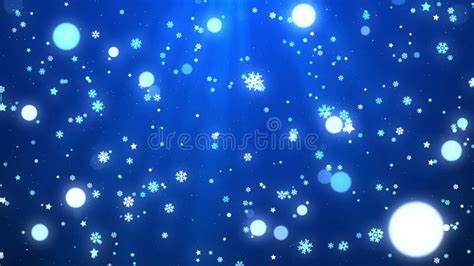 Blue Christmas Snowflakes Star And Lights Ray Background Looped Stock