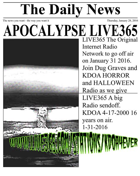 APOCALYPSE LIVE 365 PART 1 KDOA HORROR AND HALLOWEEN RADIO FINAL MIX