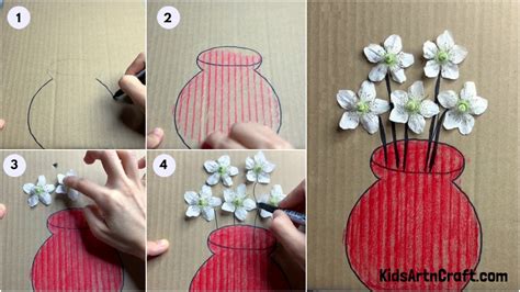 DIY Beautiful Flower Art & Craft Idea On Cardboard With Step by Step ...