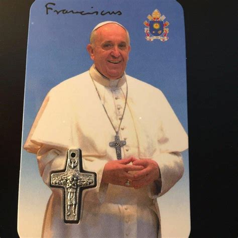 Pope Francis Official Photo W Coat Of Arms And Medal Holy Card Blessed Catholically