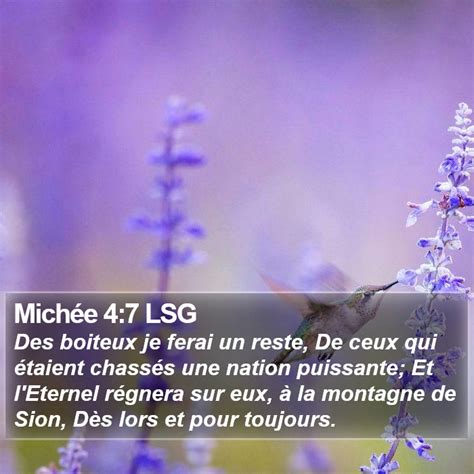 Michée 4 7 LSG Des boiteux je ferai un reste De ceux qui