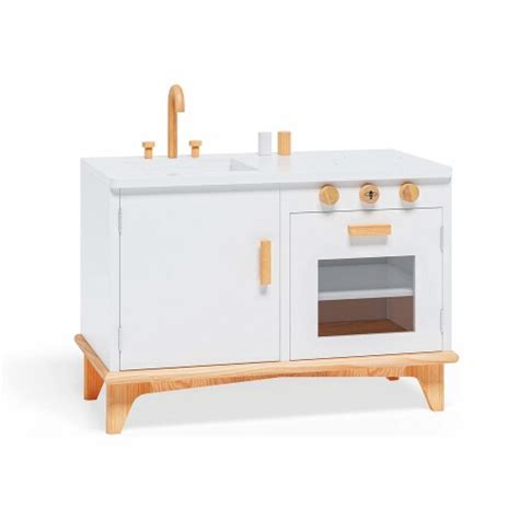 Be Mindful Kids Wooden Kitchen Playset With Sink And Oven For Boys And