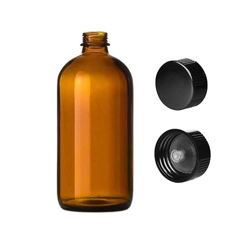 16 Oz Amber Glass Bottle With Cap For Sale Mayernik Kitchen