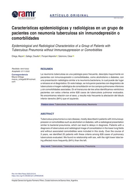 PDF Características epidemiológicas y radiológicas en un grupo de