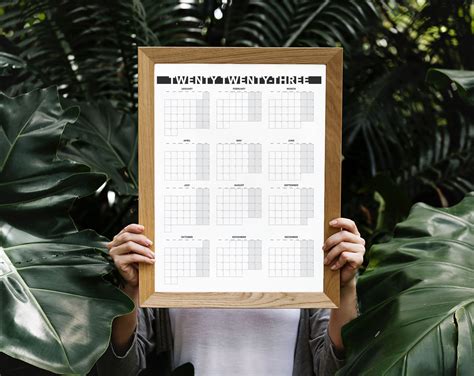 Calendario Anual Vista Mensual Imprimible En Blanco Etsy Hot Sex