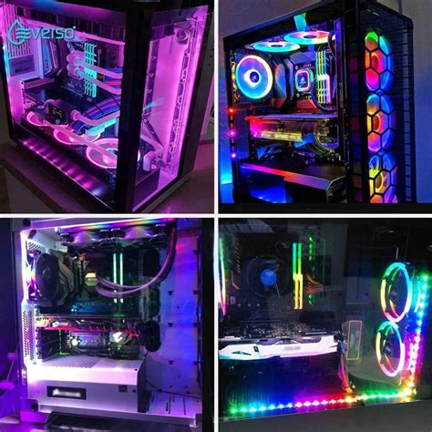 [2 light strips]Gaming PC Case Light Kit RGB LED Aura Mid Tower ...