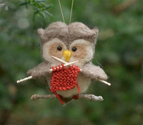 Needle Felted Owl Ornament Knitting Etsy