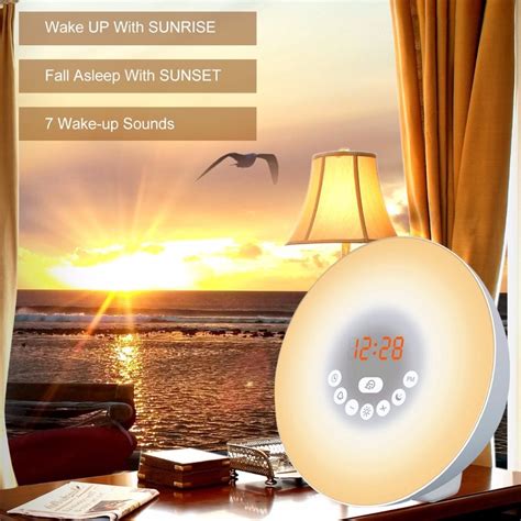 Sunrise Alarm Clock, Digital Clock, Wake Up Light with 6 Nature Sounds, FM Radio and Touch ...