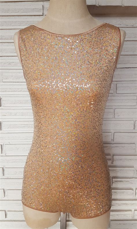 Light Nude Sequin Bodysuit Aerial Costume Sequin Leotard Etsy