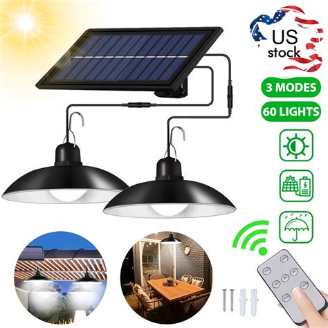 Solar Pendant Lights Dual Head Solar Pendant Light Indoor Outdoor Led Hanging Shed Lamp With