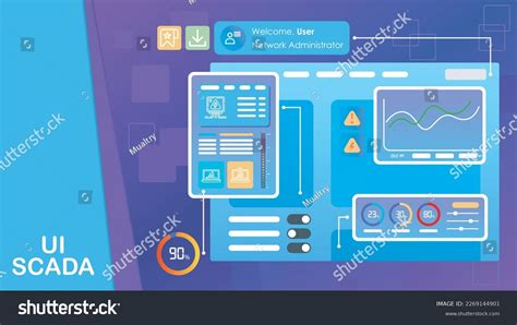 Hmi Scada Template Industrial Flat Design Stock Vector Royalty Free