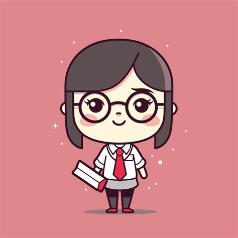 Cute Kawaii Teacher Chibi Mascot Vector Cartoon Style 23372562 Vector