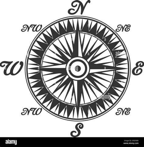 Compass Symbol And Sign Isolated Vector Marine Navigation Element Rose Of Wind Heraldic