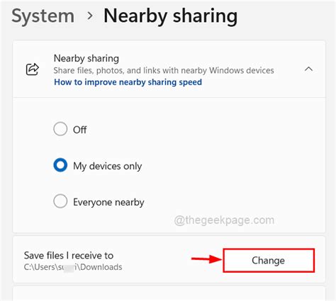 Cara Mengubah Lokasi Simpan File Default Di Berbagi Dekat Di Windows 11