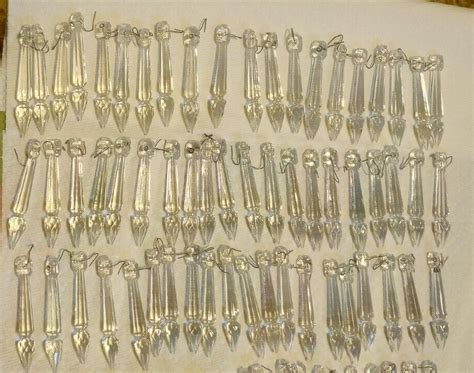 Lot 20 Vintage Crystal Glass Chandelier Square Icicle Prisms Faceted