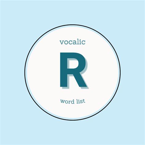 Vocalic R Word List For Home Speech Therapy