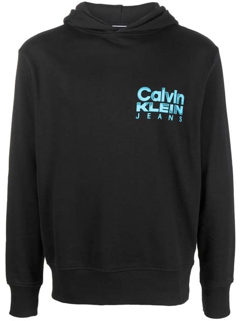 Calvin Klein Logo Print Cotton Hoodie Farfetch