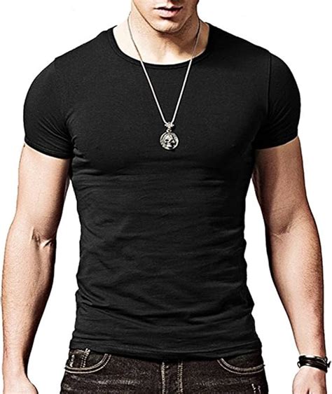 Camiseta Negra Ajustada De Manga Cortada Con Cuello Redondo Para Hombre De Butterme Hombre