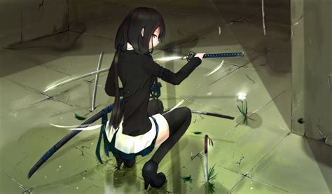 Anime Girl Holding Katana