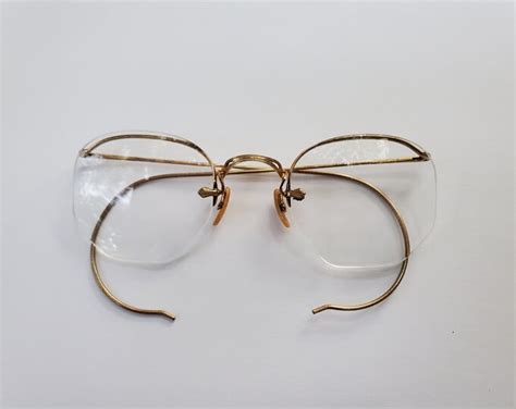 Vintage 1930s Bausch Lomb 1 10 12K GF Antique Rimless Gold Frame