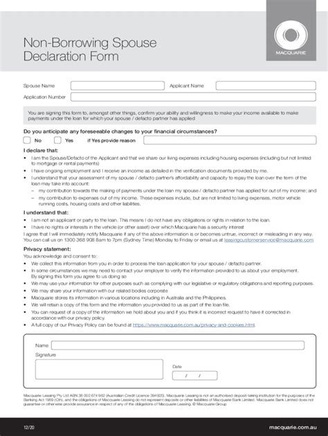 Fillable Online 59550 Mac Non Borrowing Spouse Declaration Form 59550 Mac Non Borrowing Spouse